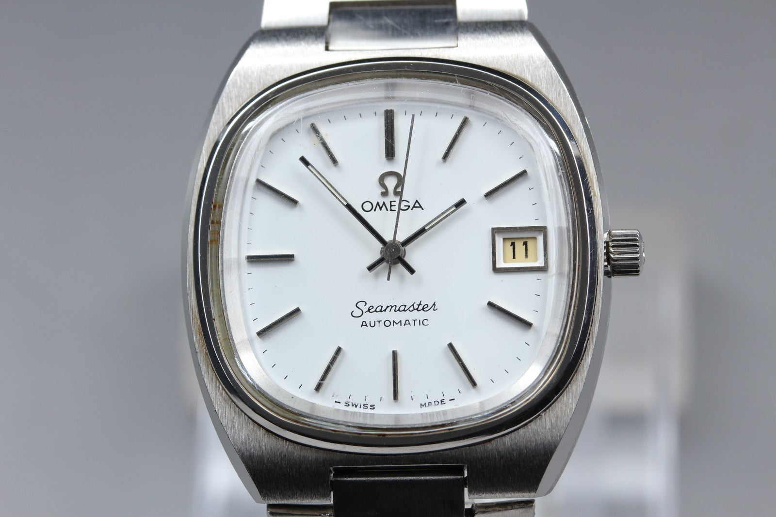 Vintage OMEGA Seamaster 166.0207 Silver Automatic Men's Watch 35mm JAPAN