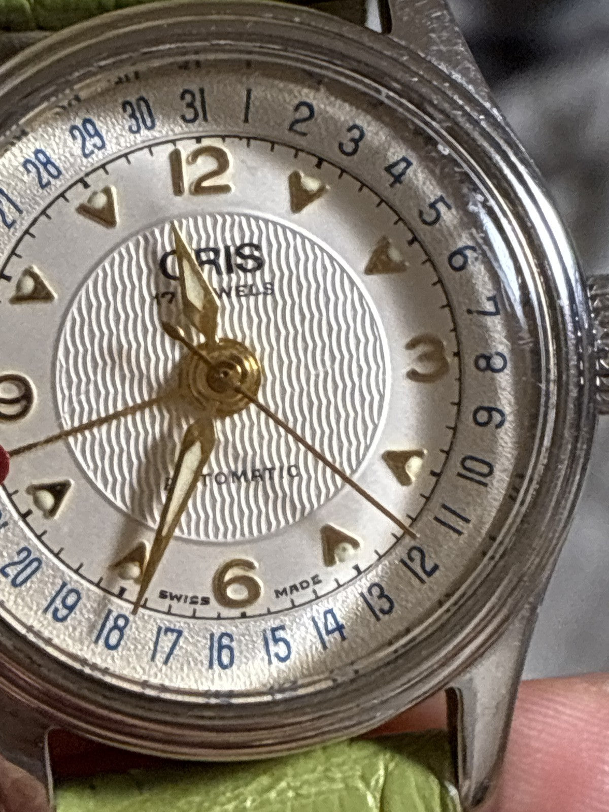 Vintage Oris Pointer Date 7405 Silver Automatic Date 26mm Women's Watch JP Exc+5