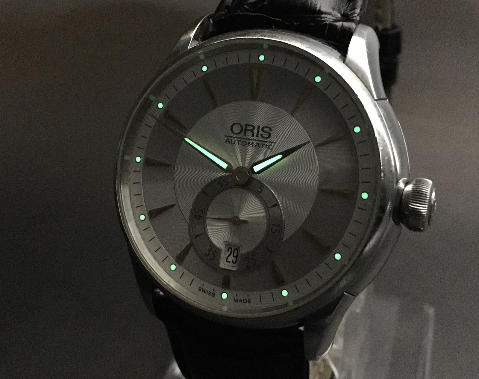 Exc+5* ORIS Artelier 7582 Small Second Date Silver Dial Automatic Watch 40mm JP