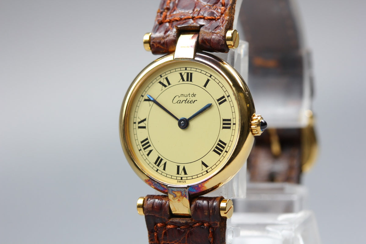 New Batt Cartier Must de Cartier Vendome 18 Quartz Women's Watch From JAPAN Box