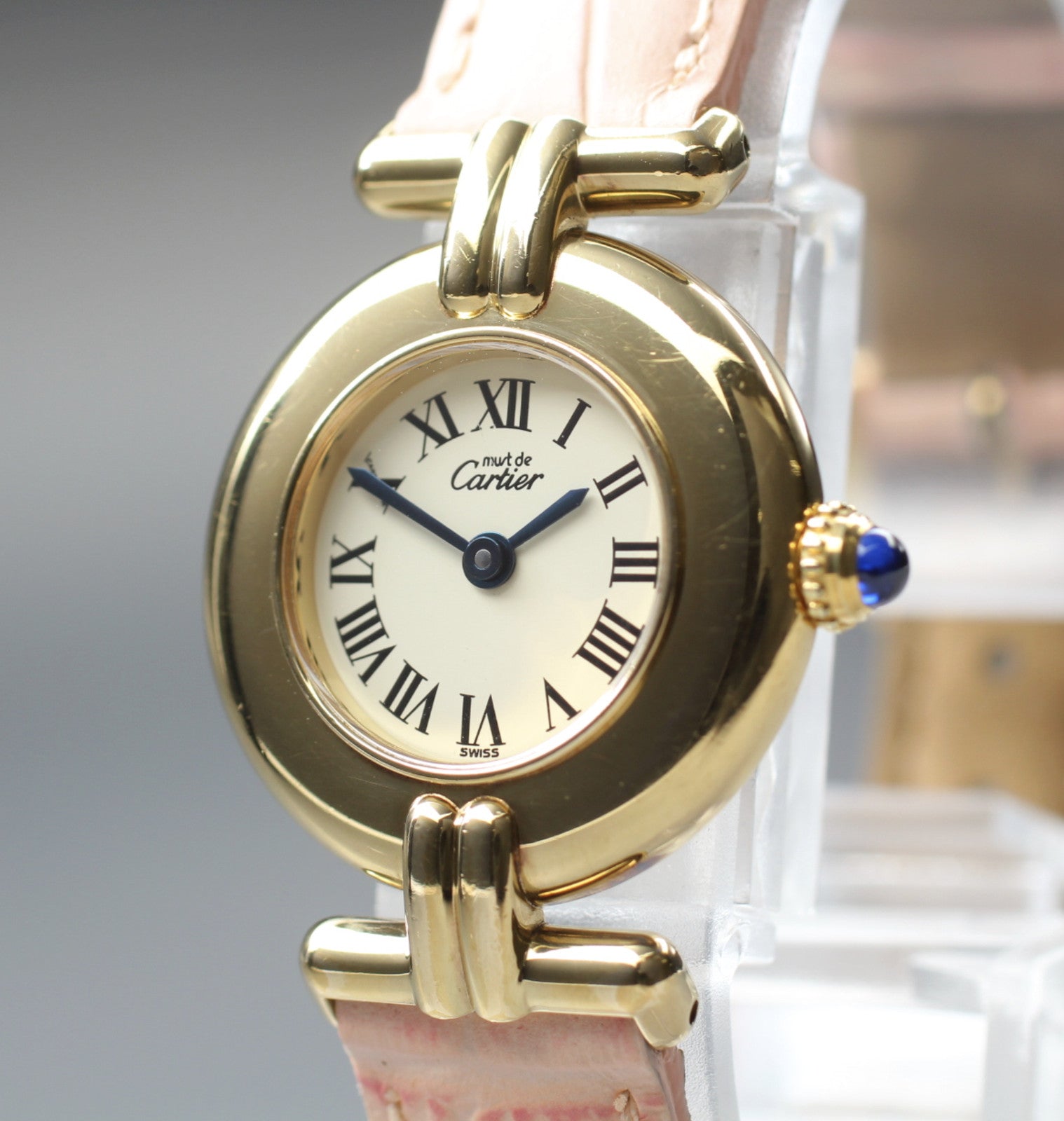 Vintage Cartier Must Colisee Vermeil 590002 Gold Pink 23mm Women's Quartz Watch