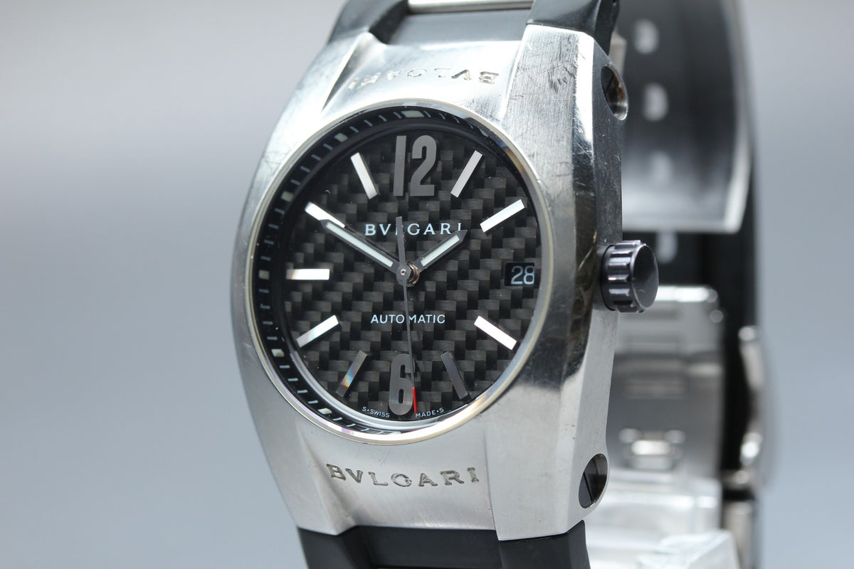 BVLGARI Ergon EG35S Black Dial Automatic Date Men's Watch 35mm JAPAN Exc+5