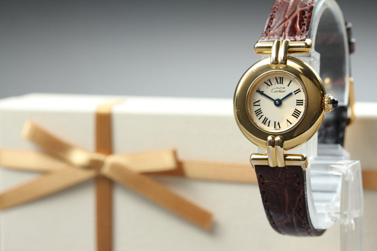 Cartier Must Colisee Vermeil 590002 Brown Gold Women's Quartz Watch Vintage