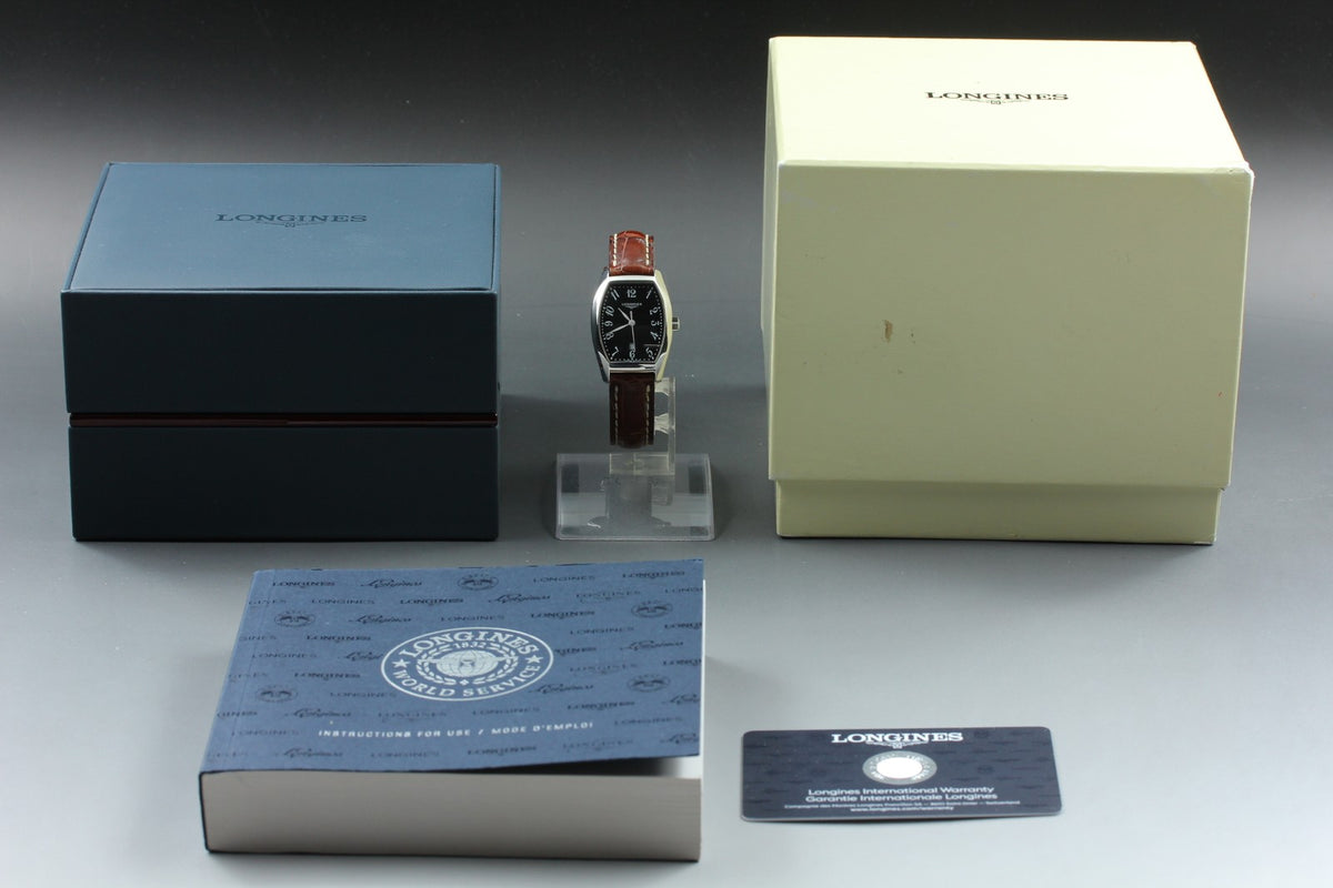 LONGINES evidenza L2.155.4 Quartz Black Dial Date Women's Watch 25mm JAPAN Box
