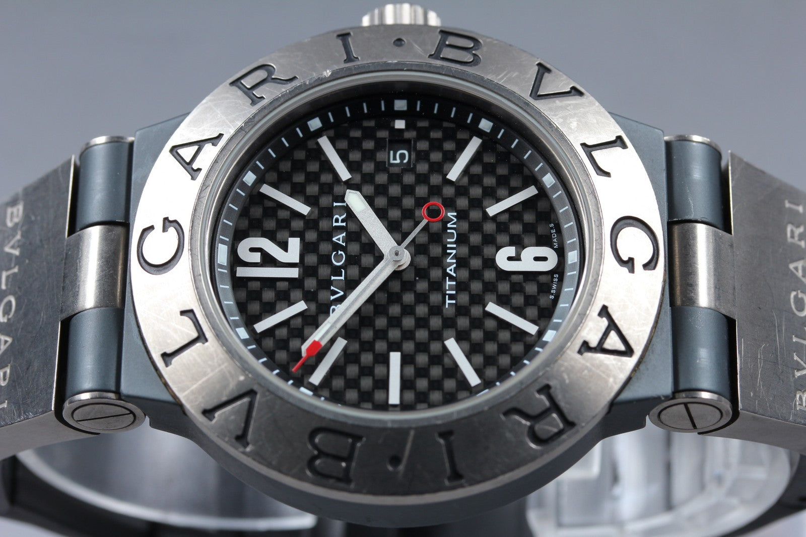 BVLGARI Diagono Titanium TI44TA Automatic Date Men's Watch 44mm JAPAN Exc+5*Box