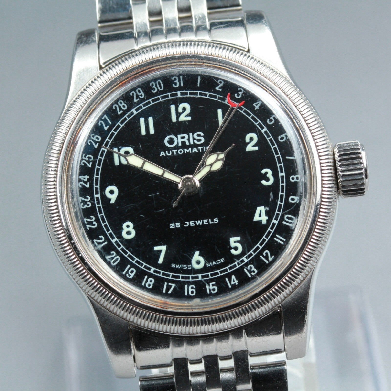 Vintage ORIS Big Crown Pointer Date 7543 Black Men's Automatic Watch 40mm Exc+4