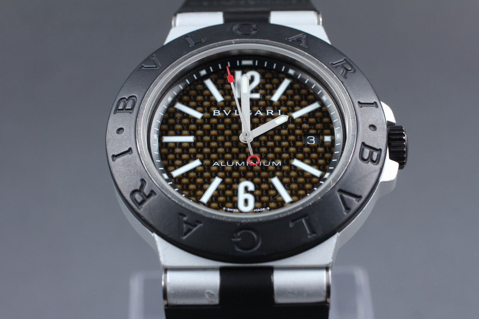 BVLGARI Diagono AL44TA Black Dial Automatic Date Men's Watch 44mm JAPAN