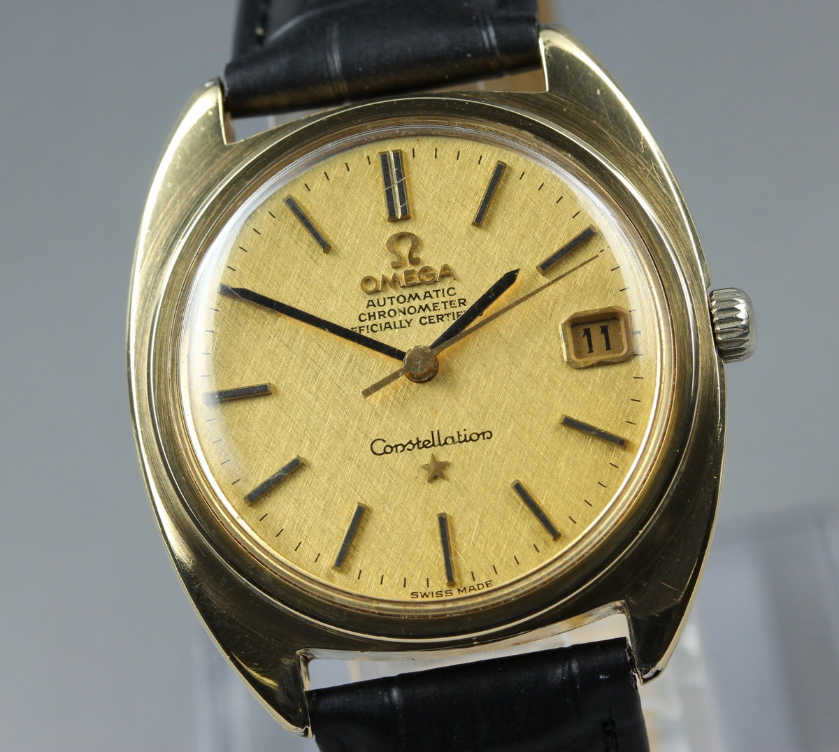 OMEGA Constellation 168.017 Cal.564 Gold Chronometer Date AT Mens Watch Vintage