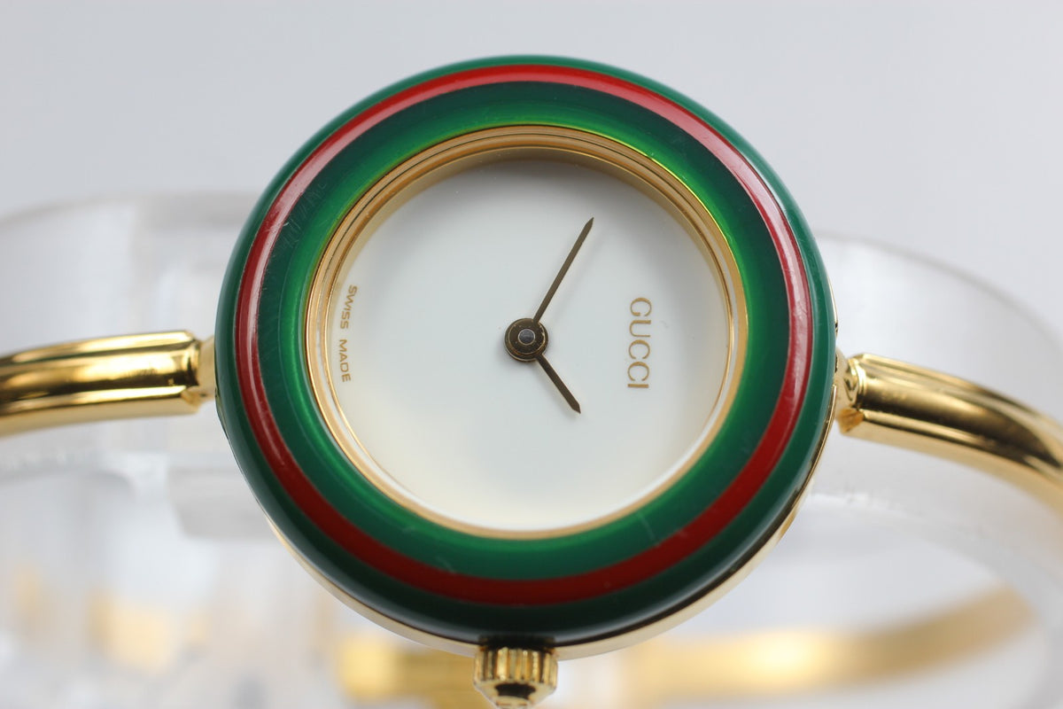 New Batt GUCCI Change Bezel 11/12.2 12Color Quartz Women's Watch w/Box JAPAN