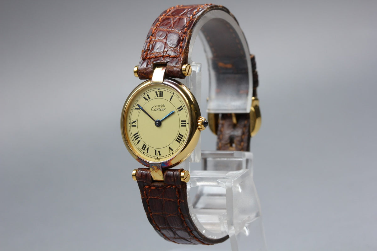 New Batt Cartier Must de Cartier Vendome 18 Quartz Women's Watch From JAPAN Box