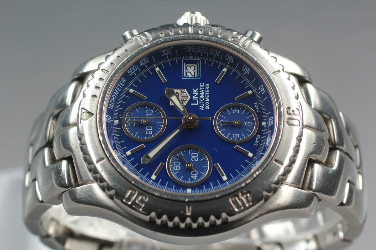 TAG Heuer Professional CT2110 Chronograph Blue Automat Men's Watch 41mm JAPAN