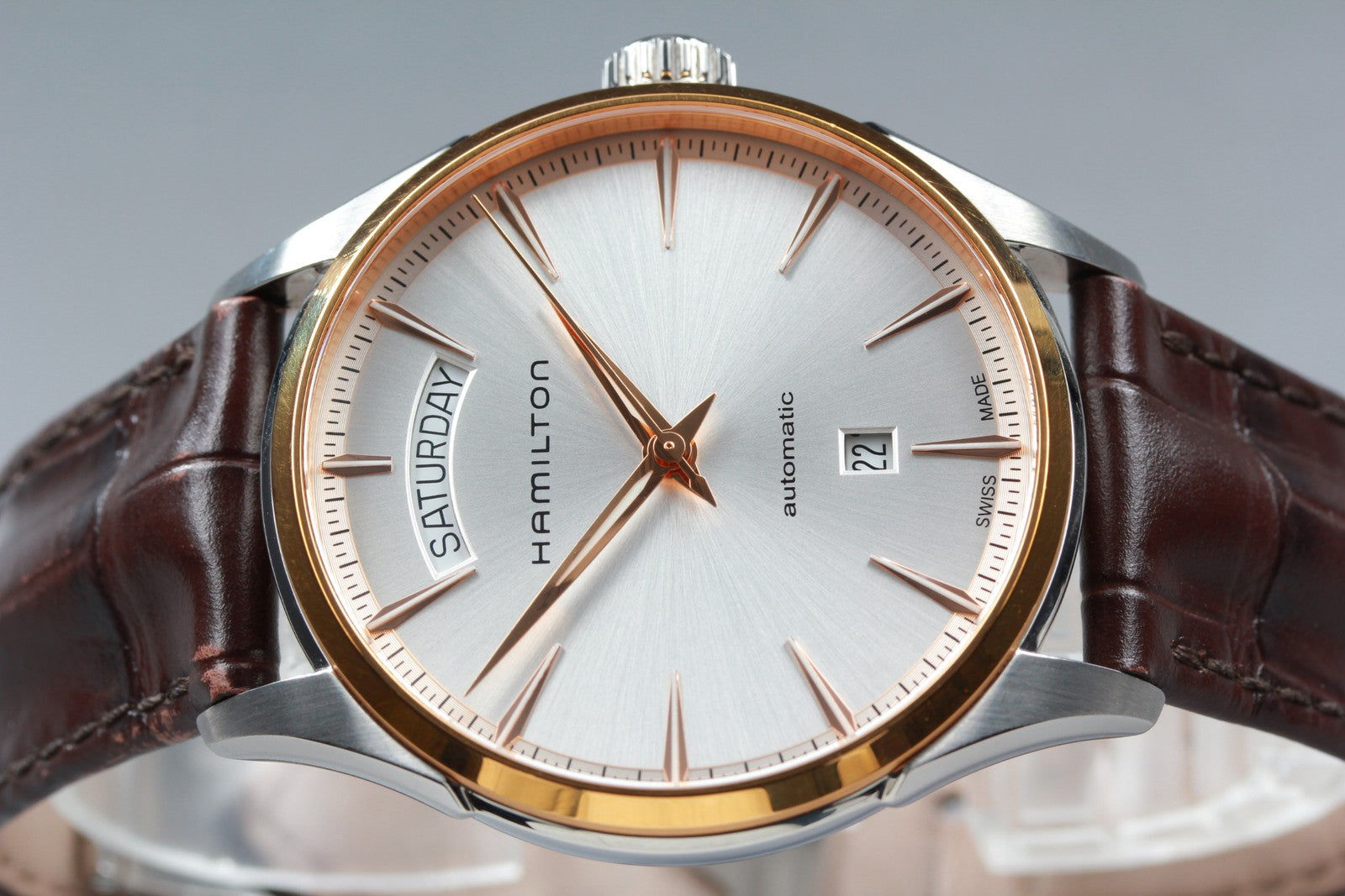 Hamilton Jazzmaster H425250 Silver Automat Day/Date Men's Watch 42mm JAPAN