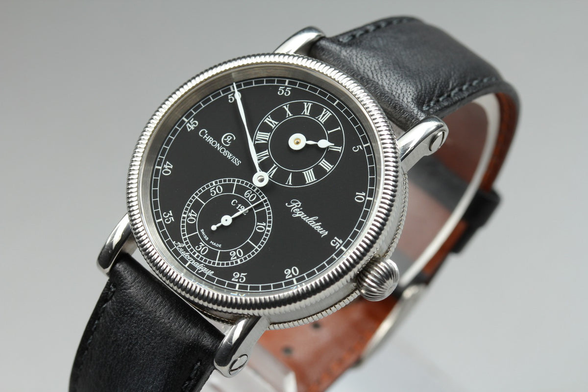 CHRONOSWISS Regulator CH1223 Automatic Black Dial Men's Watch 34mm From JAPAN