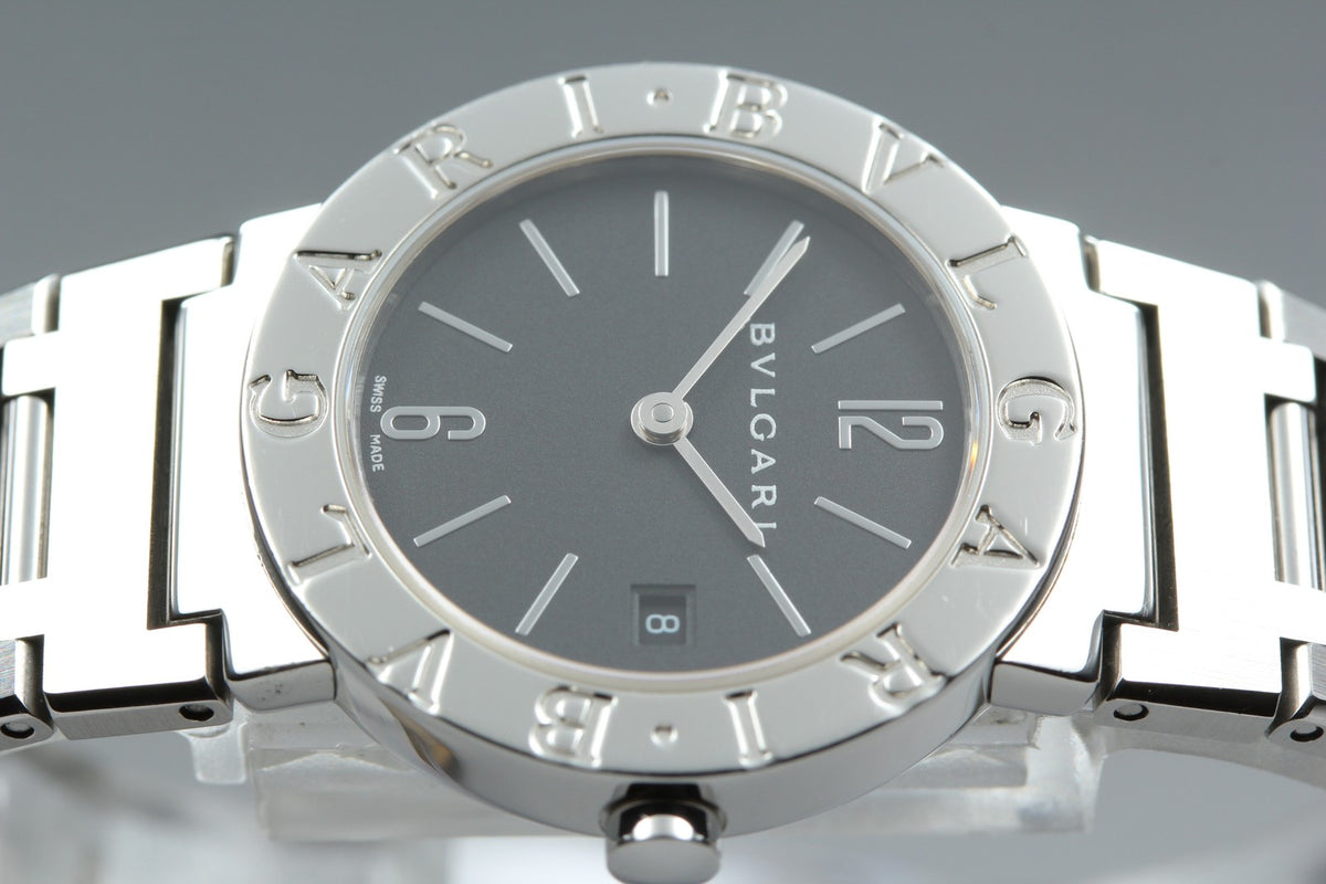 BVLGARI BB26SS Black Dial Quartz Date Women’s Watch 26mm Used From JAPAN w/Pouch