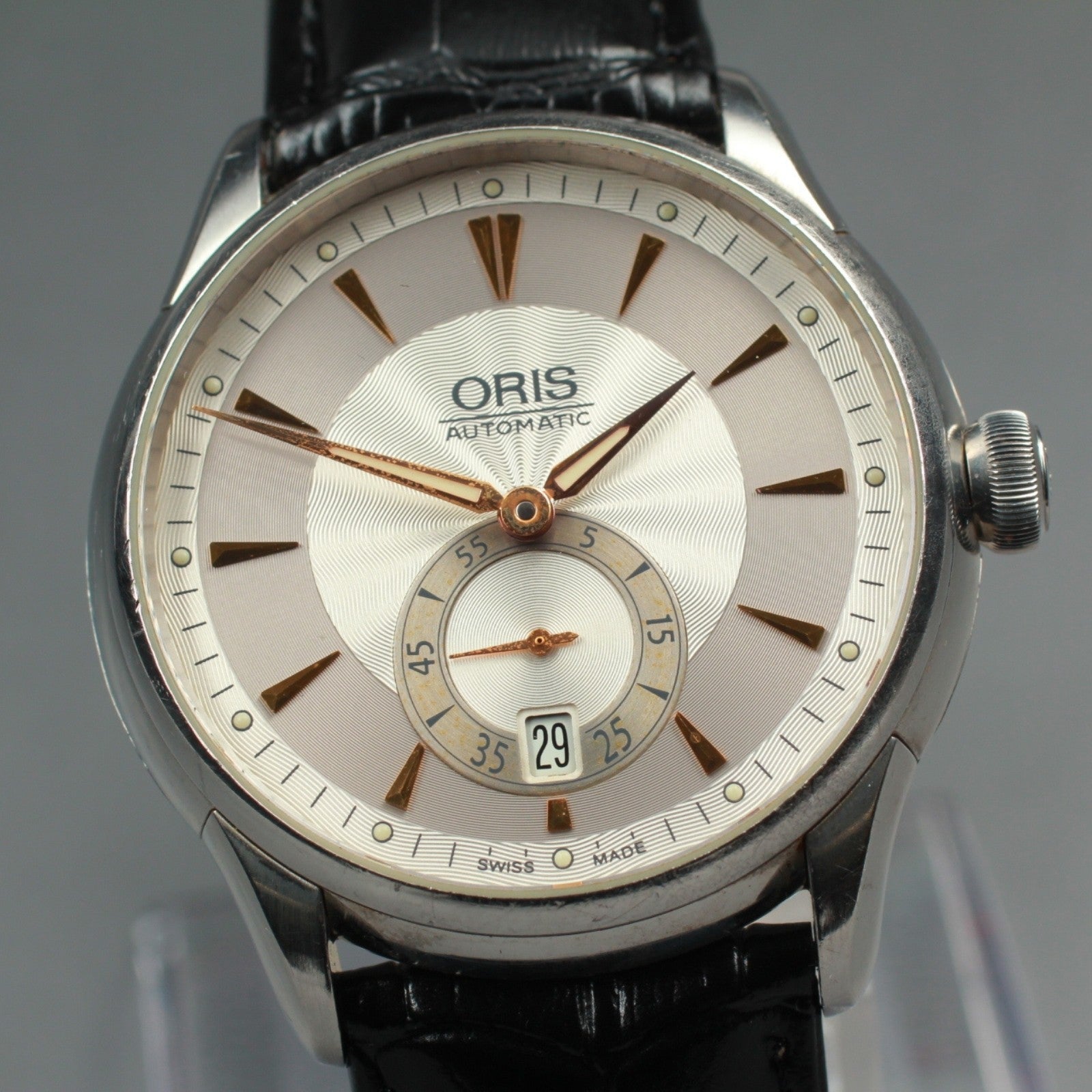 Exc+5* ORIS Artelier 7582 Small Second Date Silver Dial Automatic Watch 40mm JP