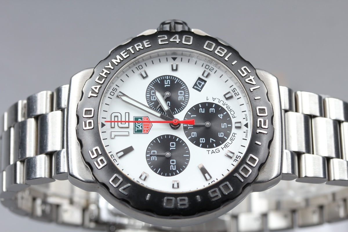 TAG HEUER Formula 1 CAU1111 Quartz White Dial Date Men's Watch 42mm JAPAN