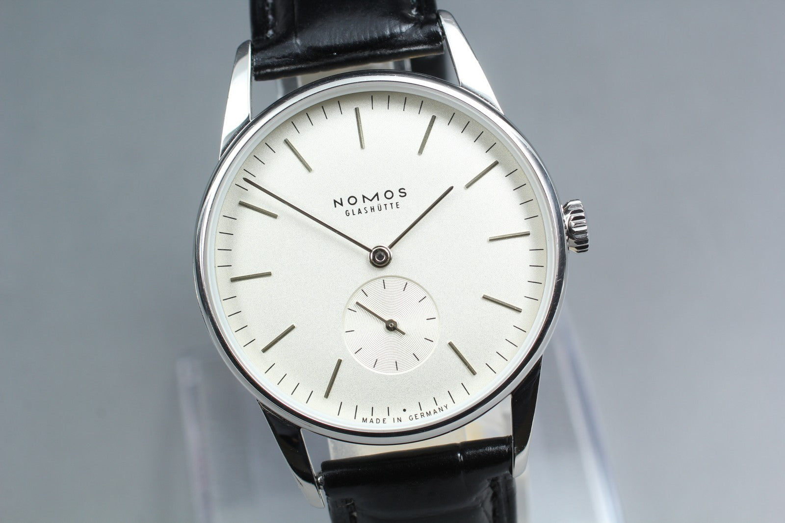 NOMOS Glashutte Orion 306 White Black Manual Winding Small Second Mens Watch Box