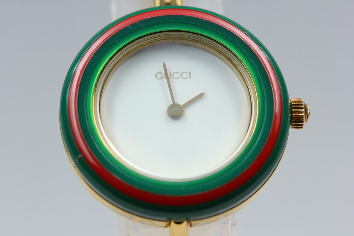 GUCCI Change Bezel Bangle 11/12.2 12Color Quartz Women's Watch 25mm JAPAN Box