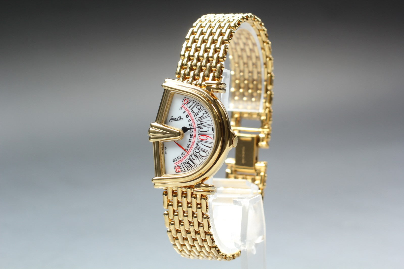 Vintage Jean d'eve Sectora Gold 25mm White Dial Women's Quartz Watch JAPAN