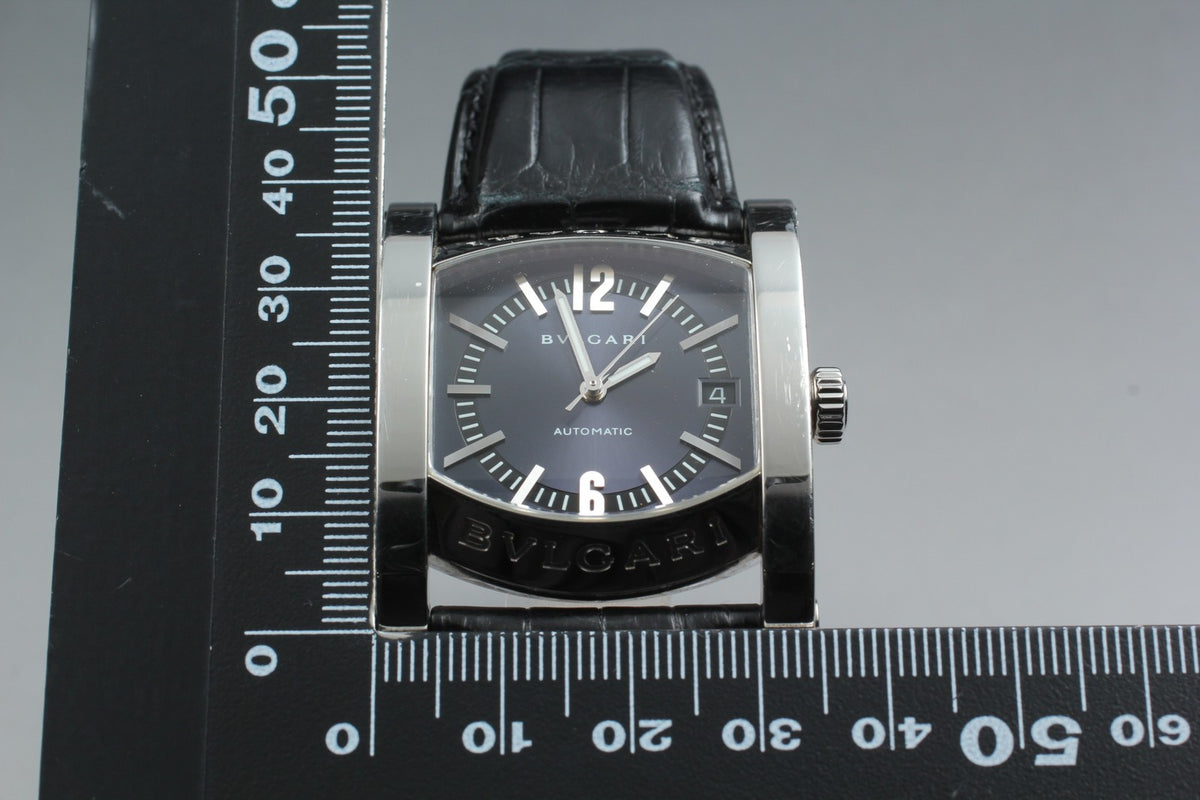 BVLGARI Assioma AA44S Black Dial Automatic Date Men's Watch 34mm From JAPAN Box