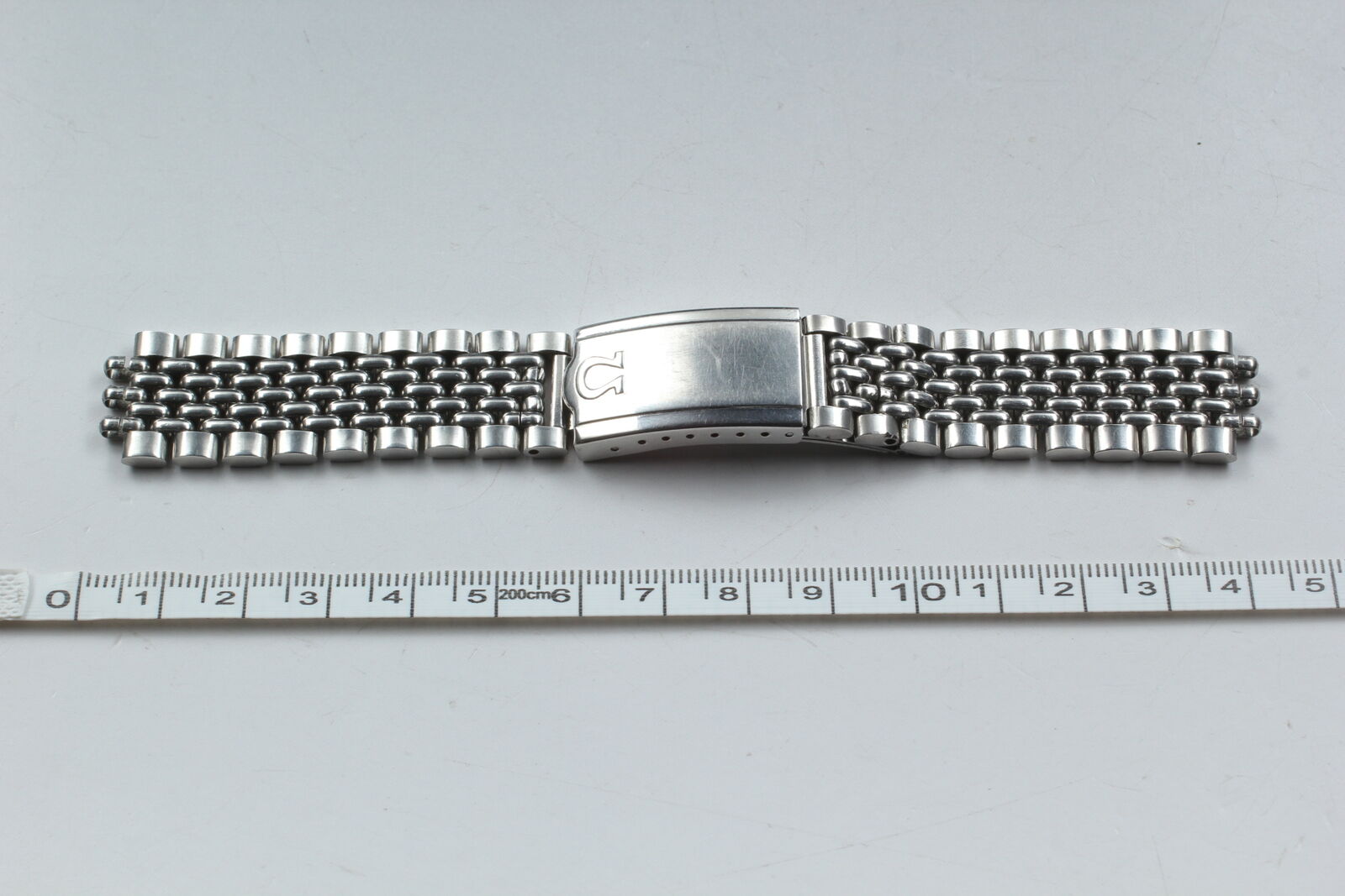 Vintage Exc+5 Omega 1502 18mm End Link 17 Beads of Rice Bracelet Stainless Steel