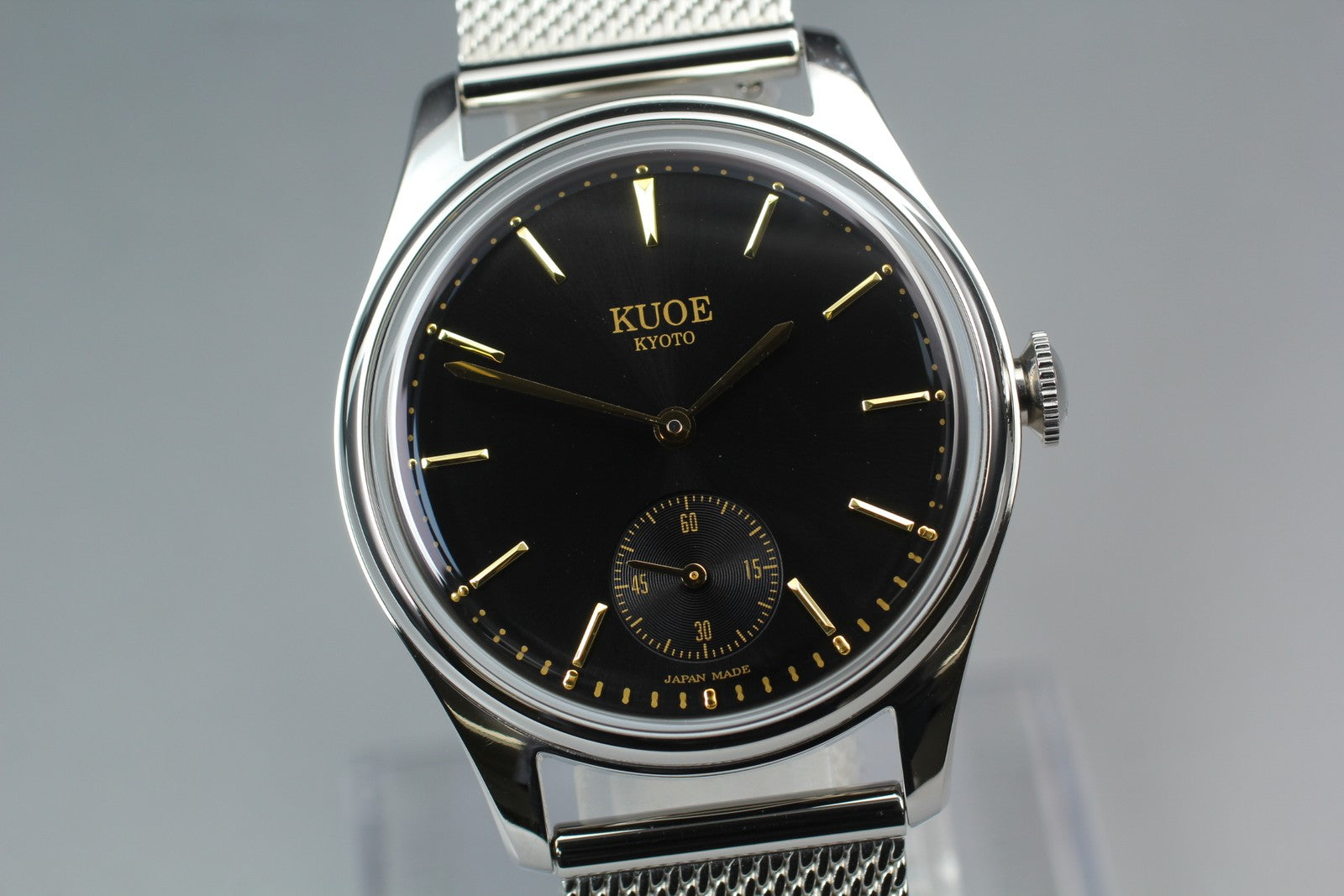 KUOE KYOTO OLD SMITH 90-001 34mm Silver Black Quartz Men's Watch JAPAN