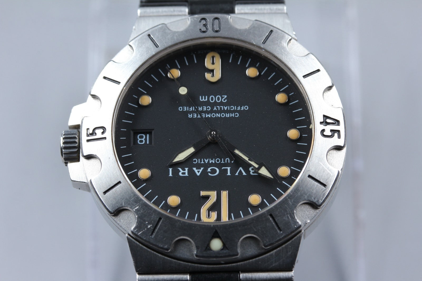 Exc+5*Box BVLGARI Diagono Scuba SD38S Black Automatic Men's Watch 38mm JAPAN
