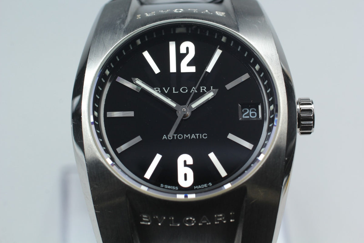 BVLGARI Ergon EG35S Automatic Black Dial Date Men's Watch 35mm JAPAN Box