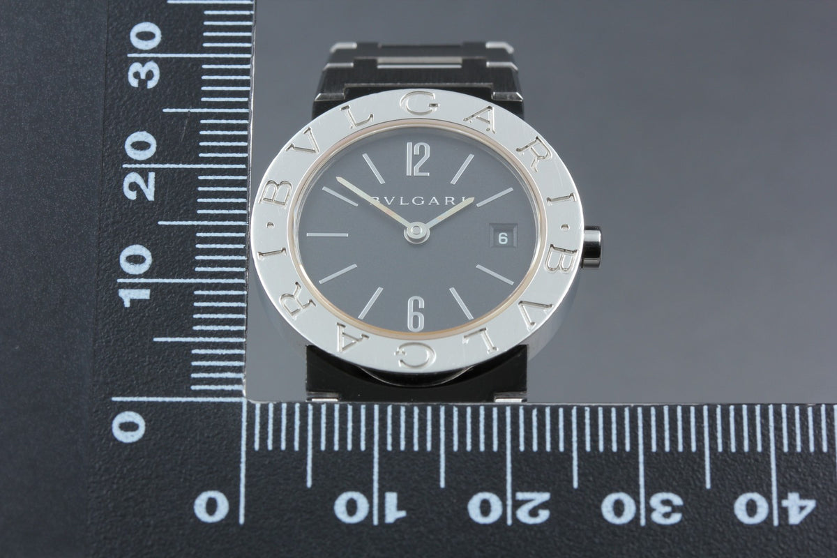 New Batt BVLGARI BB26SS Black Dial Quartz Date Women's Watch 26mm Used JAPAN