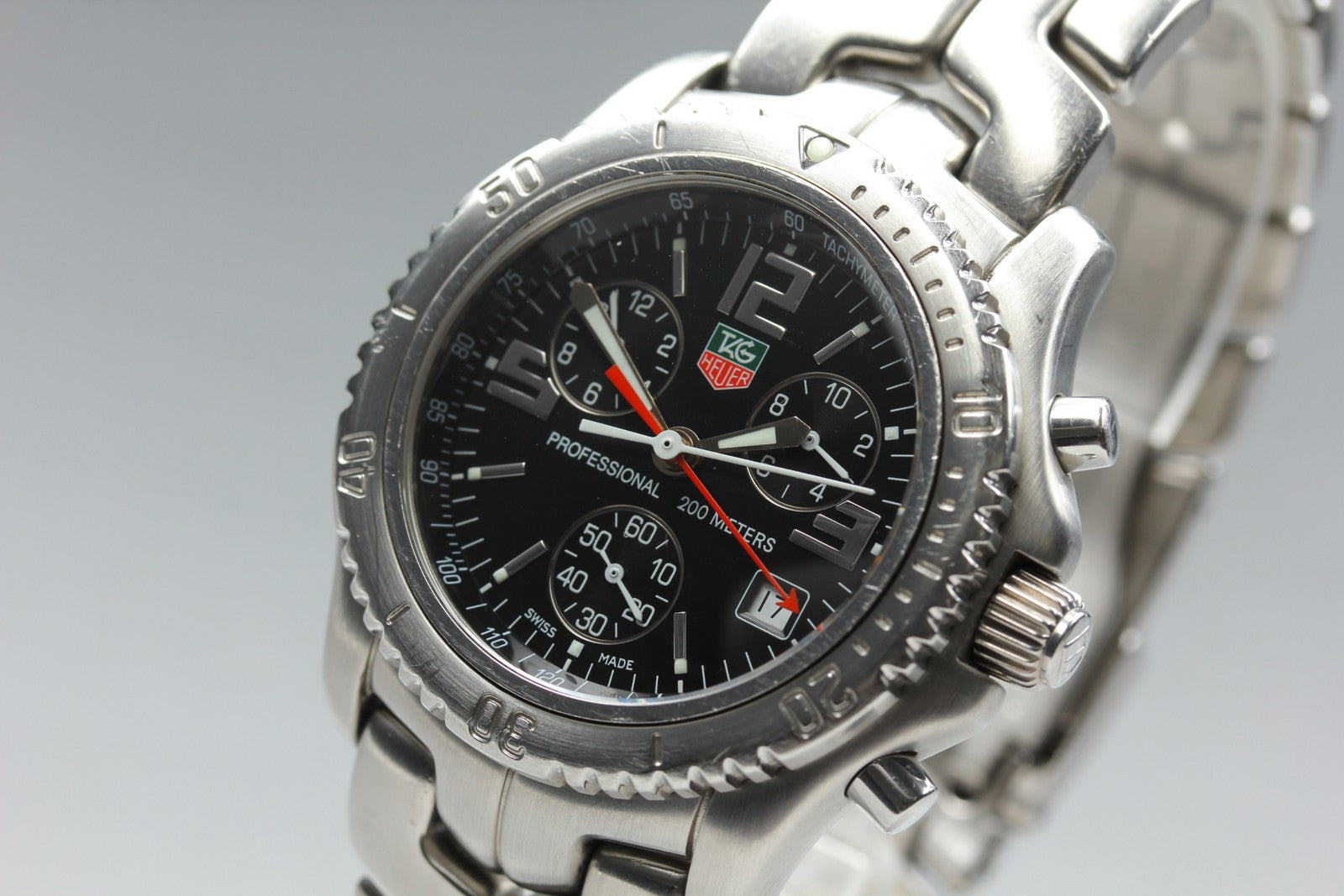 TAG HEUER Link CT1111 Quartz Chronograph Black Men's Watch 40mm JAPAN Box