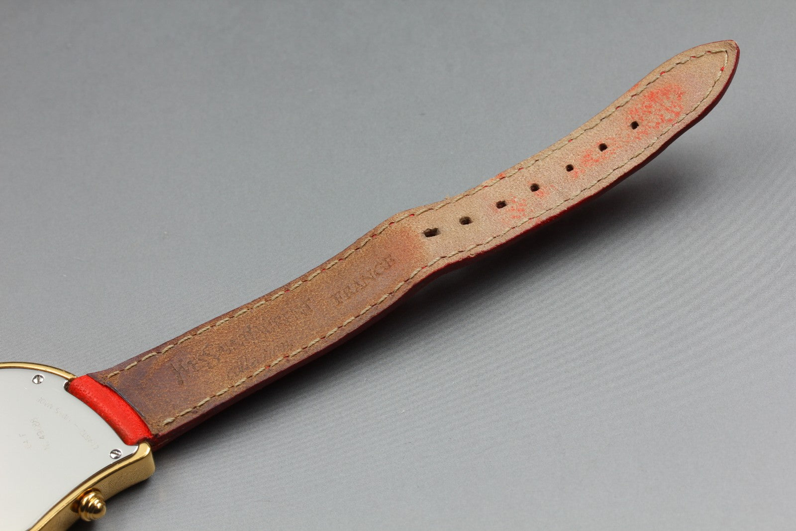 Vintage Yves Saint Laurent Heart Gold Red Leather 30mm Women's Watch Quartz