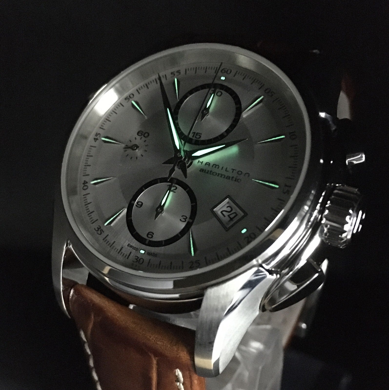 Near MINT Box Hamilton Jazzmaster Auto Chronograph H326160 Automatic Men’s Watch