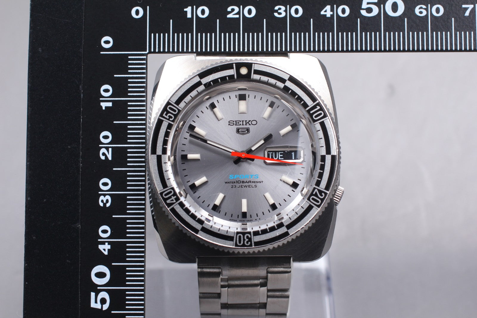 Exc+4 SEIKO 5 Sports 7S36-0070 Silver Dial Rally Diver Analog Men’s Watch JAPAN