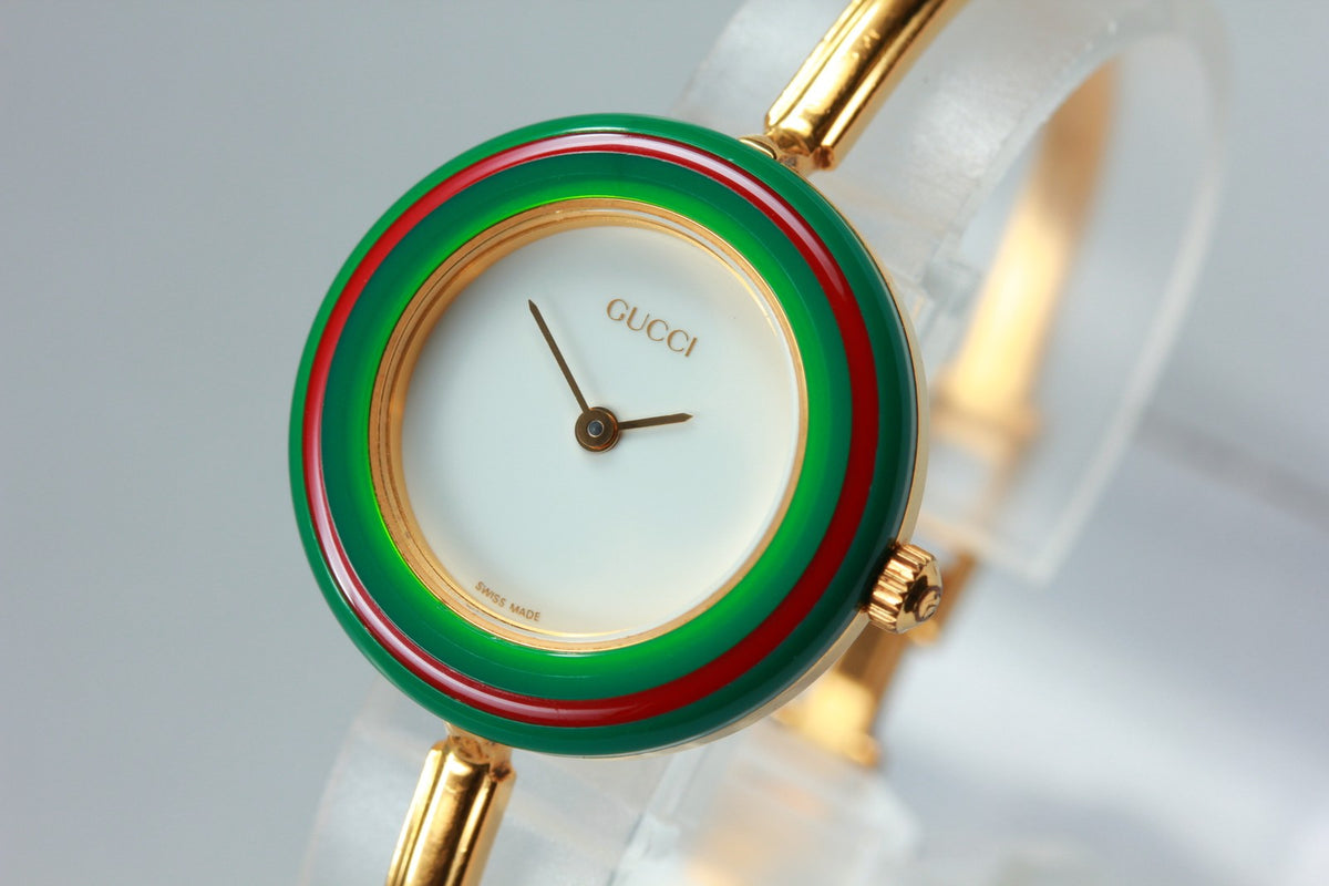 New Batt GUCCI Change Bezel 11/12.2 12Color Quartz White Women's Watch JAPAN