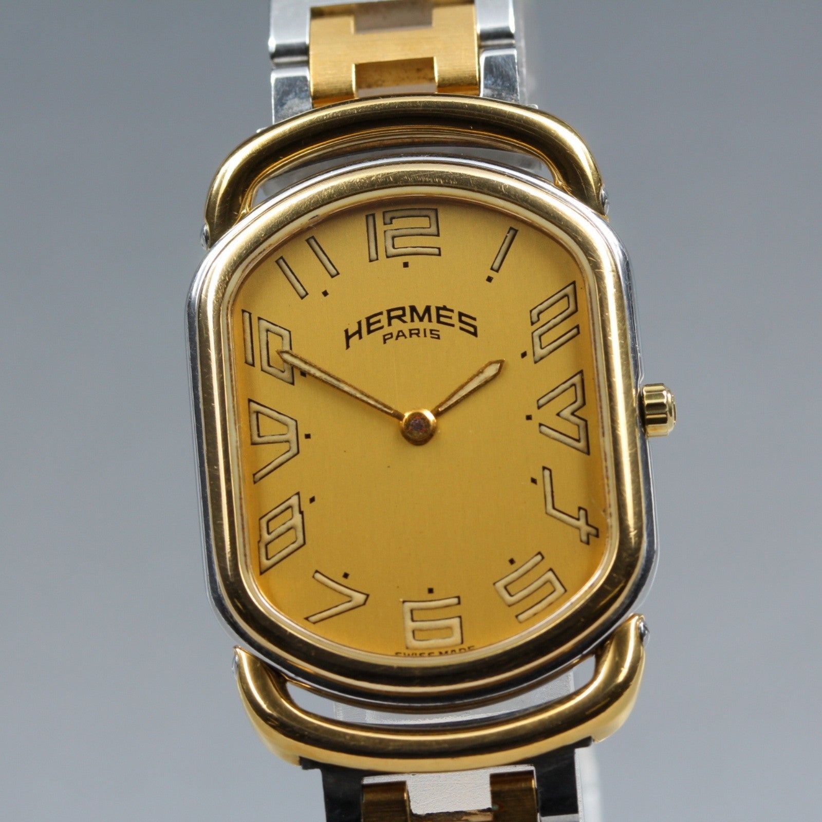 New Batt HERMES Rally RA1.240 Quartz Gold Dial Women's Watch 25mm JAPAN Box