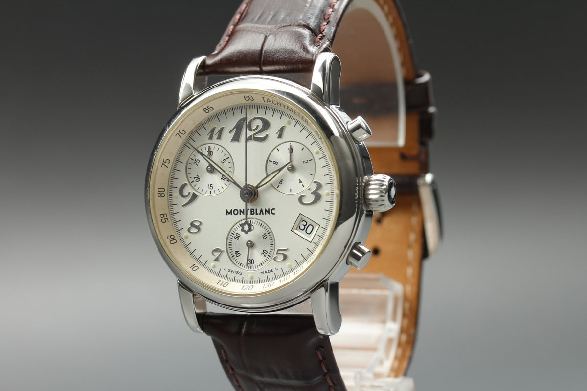 MONTBLANC Meisterstuck 7038 Chronograph Quartz Silver Men's Watch 35mm JAPAN