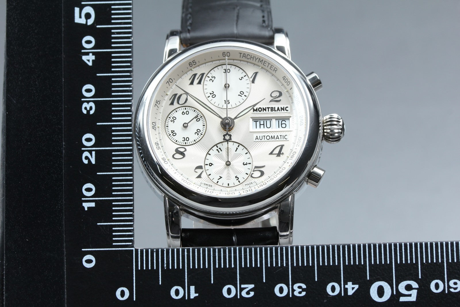 MONTBLANC Meistersteck 7016 Silver Day/Date Automatic Men's Watch JP N MINT*Box