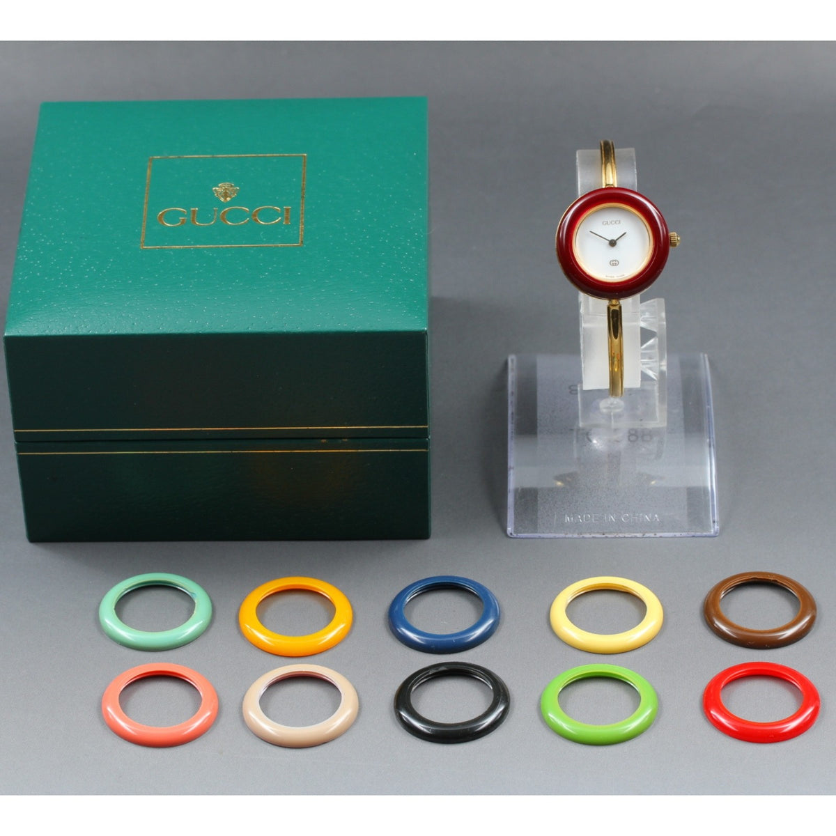 New Batt Gucci 1100-L Change Bezel 11Colors White Women Quartz Watch 26mm JP Box