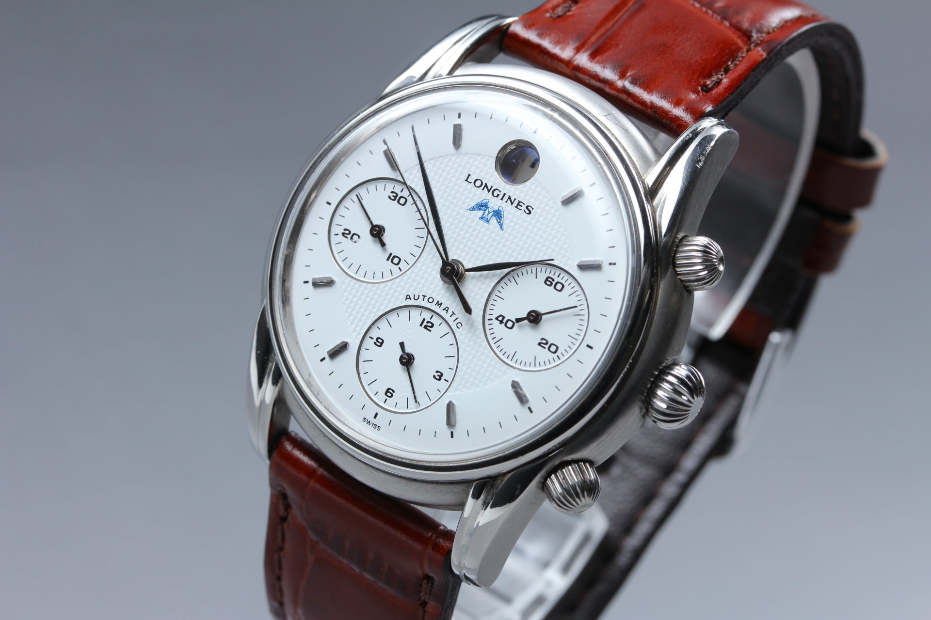 LONGINES Monument L4.661.4 Automatic Chronograph White Men's Watch 37mm JAPAN