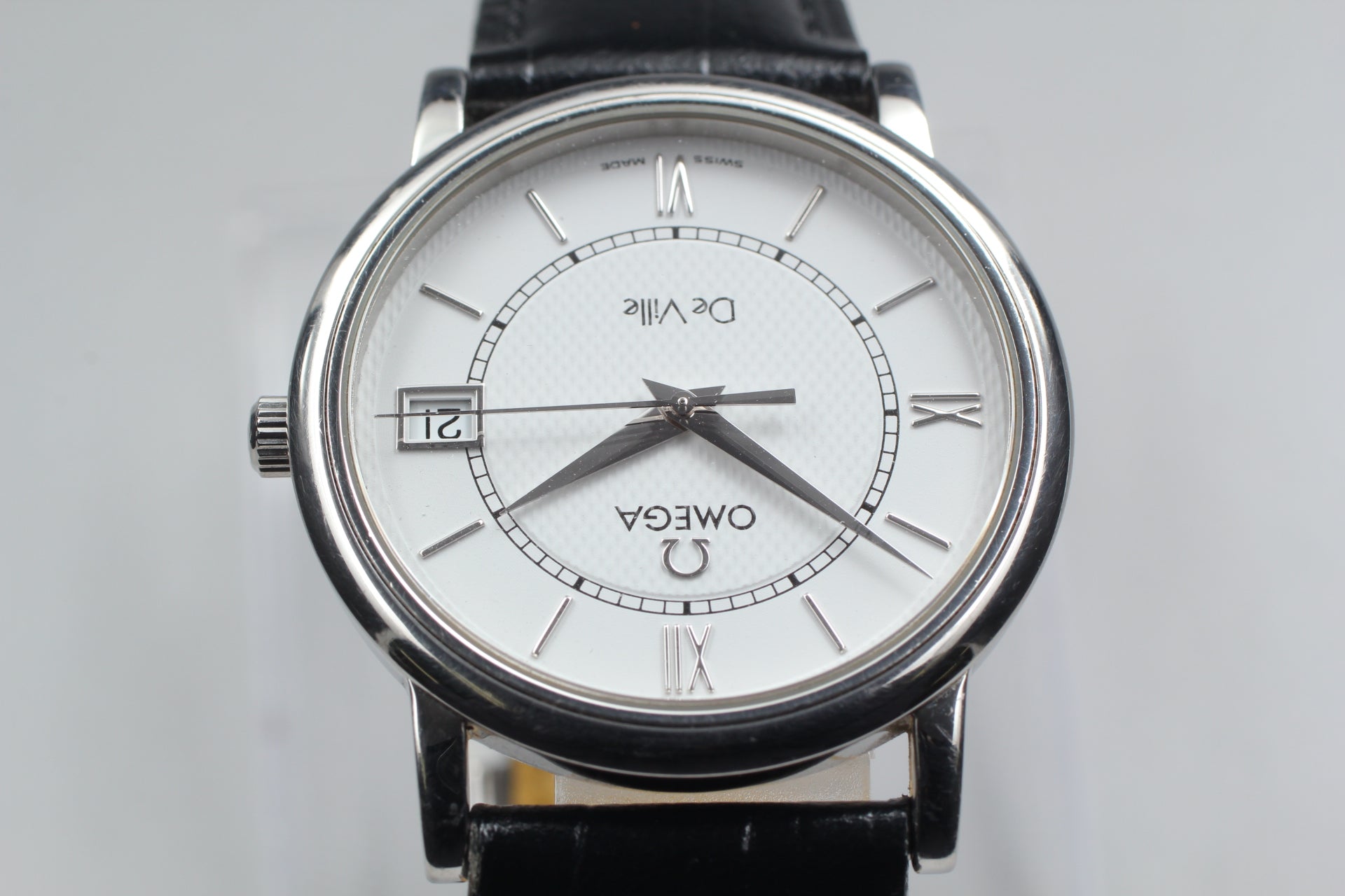 OMEGA De Vill Prestige 7814.31 Quartz White Dial Date Men's Watch JAPAN