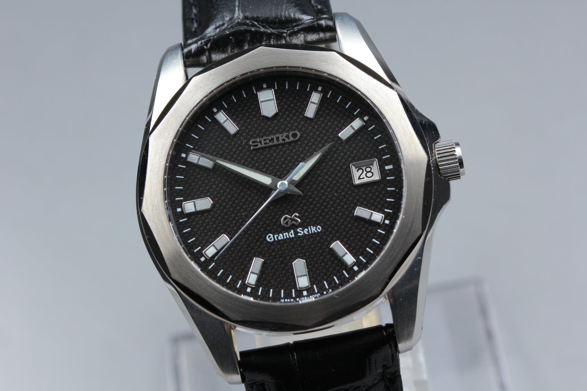 New Batt SEIKO Grand Seiko GS 8J56-8000 Quartz Black Men's Watch 36mm JAPAN