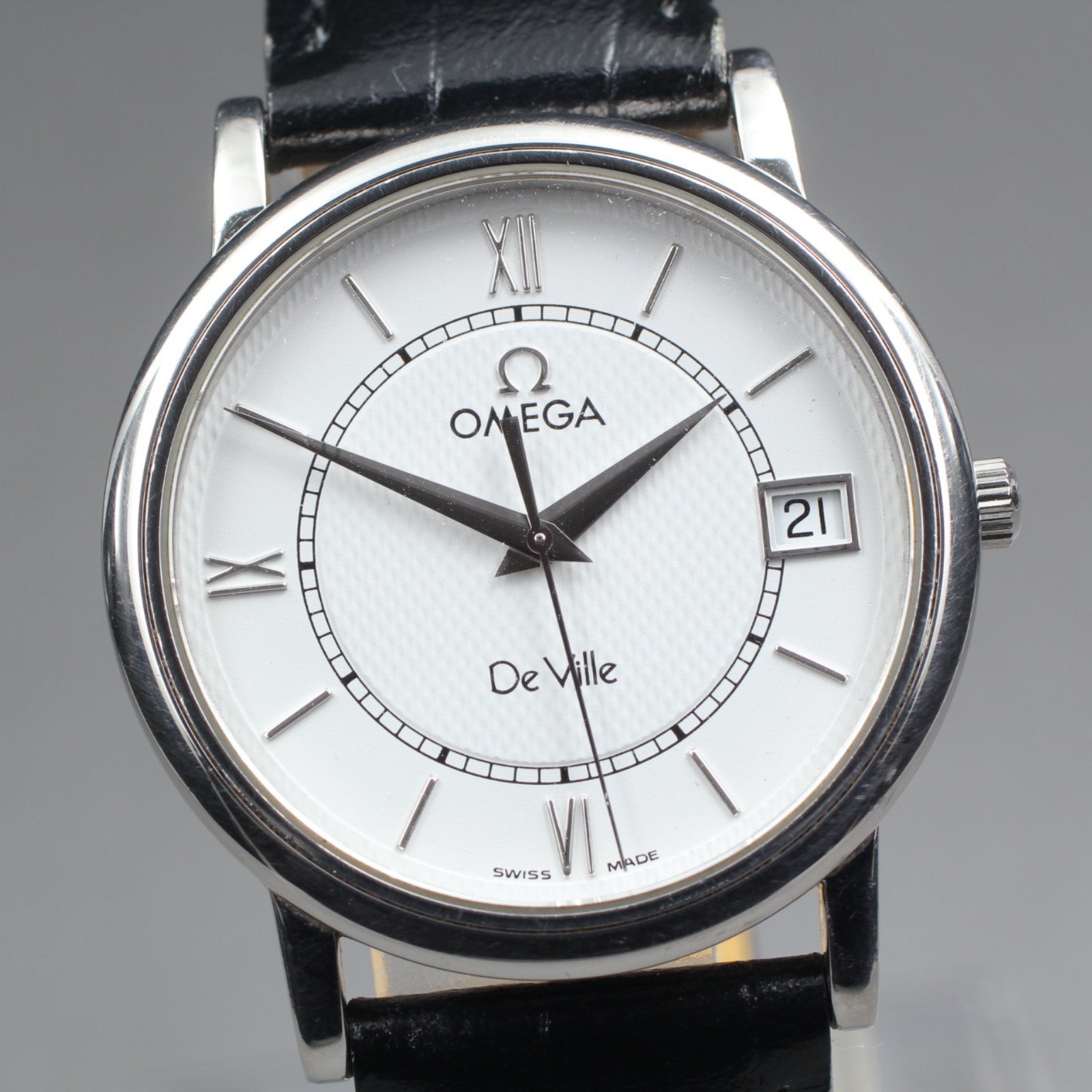 OMEGA De Vill Prestige 7814.31 Quartz White Dial Date Men's Watch JAPAN
