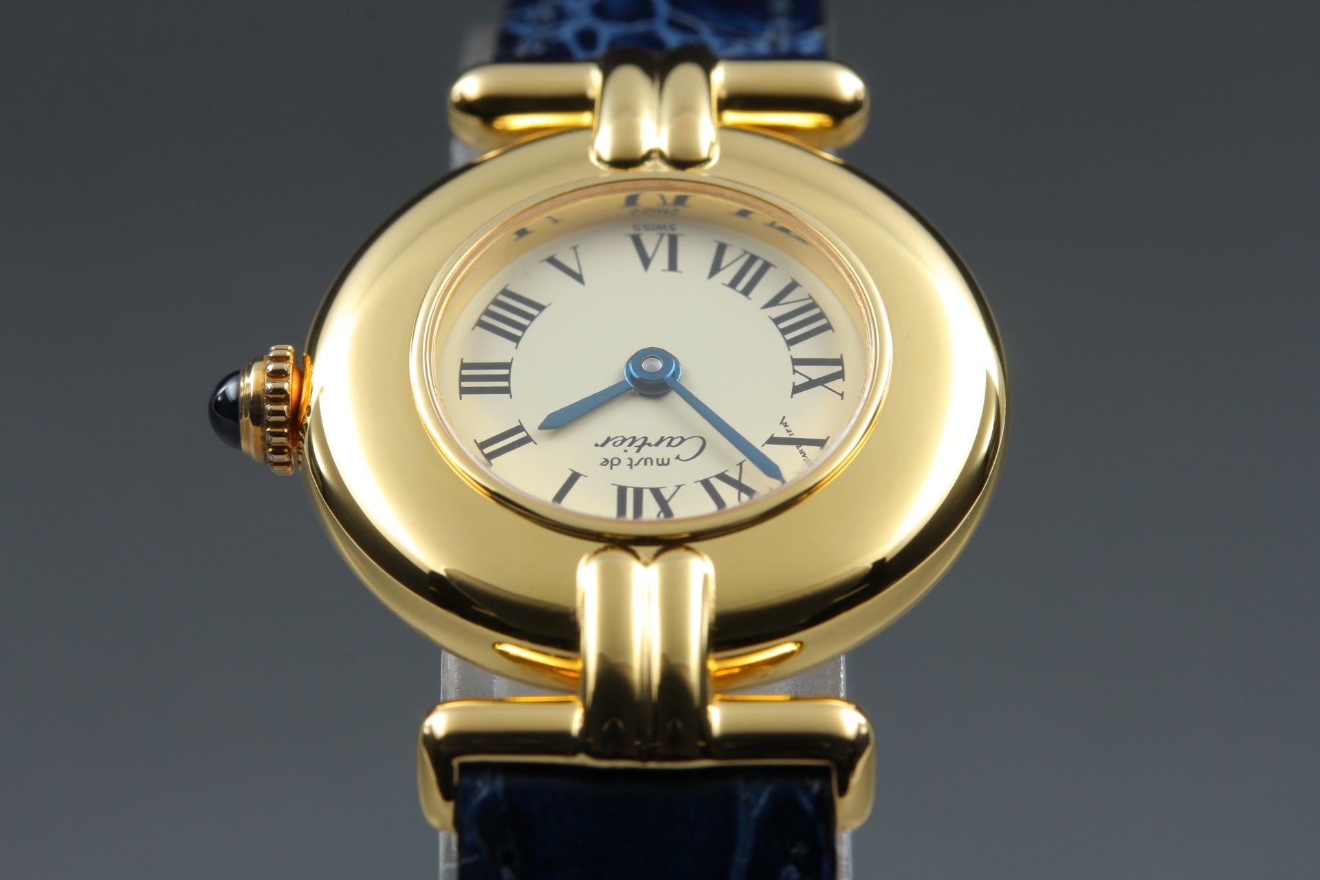 Vintage Cartier Must Colisee Vermeil 590002 Blue Gold Women's Quartz Watch