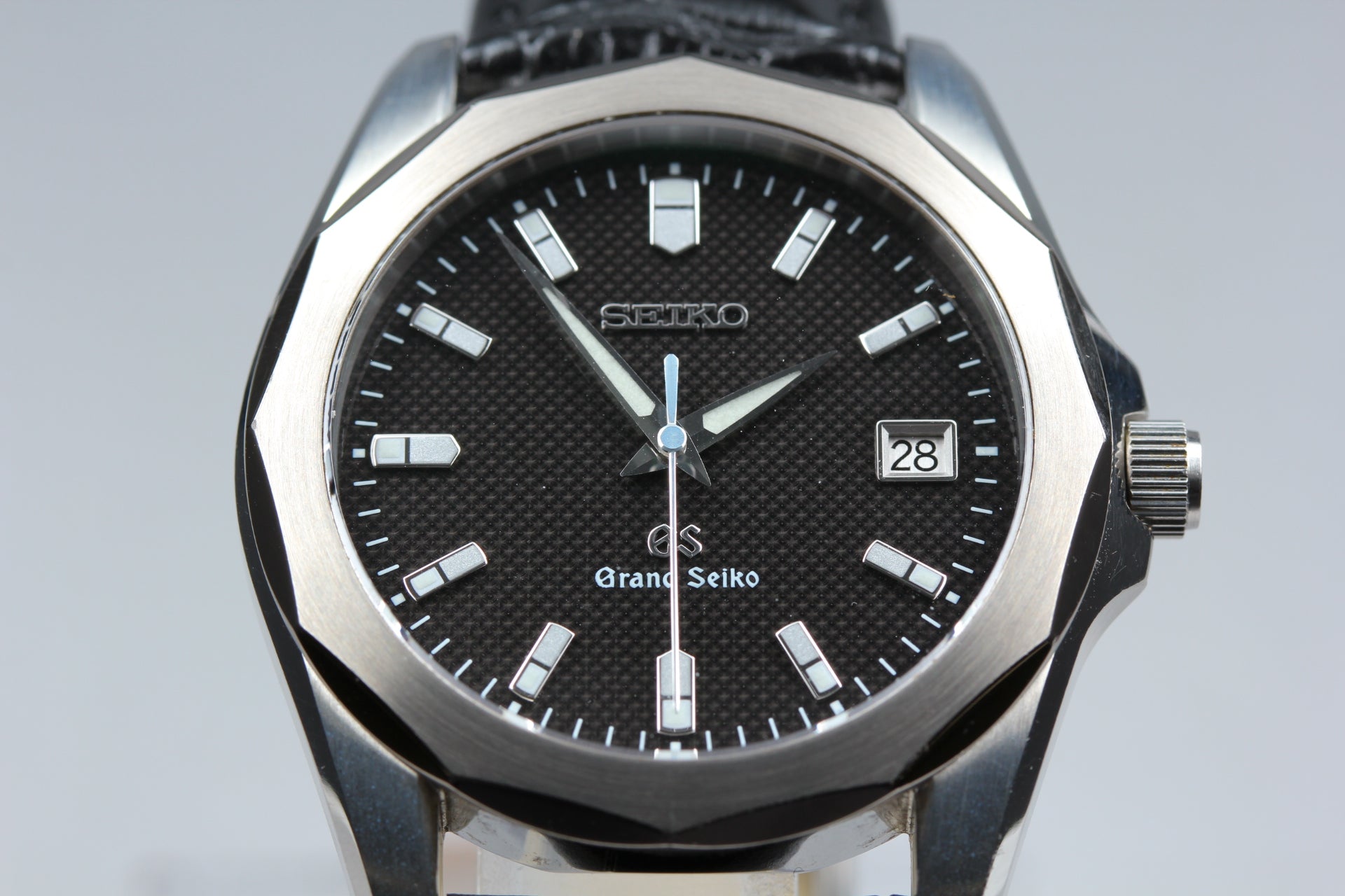 New Batt SEIKO Grand Seiko GS 8J56-8000 Quartz Black Men's Watch 36mm JAPAN