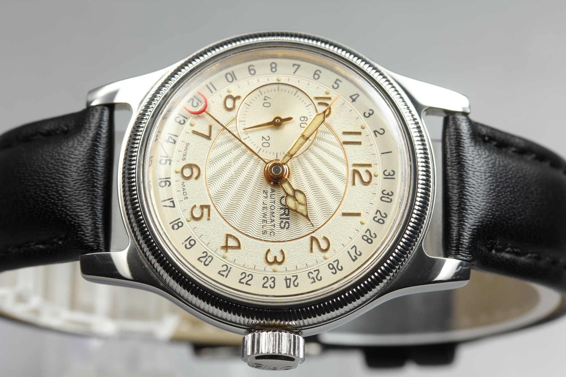 Vintage ORIS Big Crown 7462 Automatic Gold Dil Date Men's Watch 32mm From JAPAN