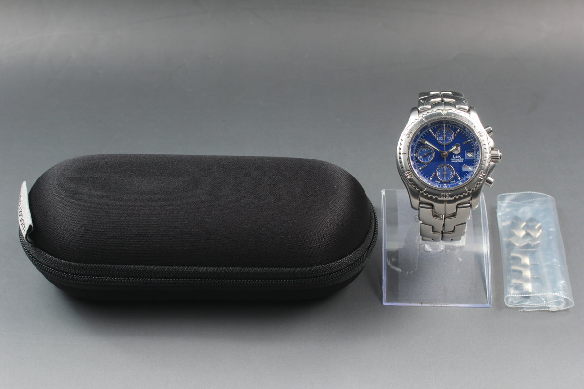 TAG Heuer Professional CT2110 Chronograph Blue Automat Men's Watch 41mm JAPAN