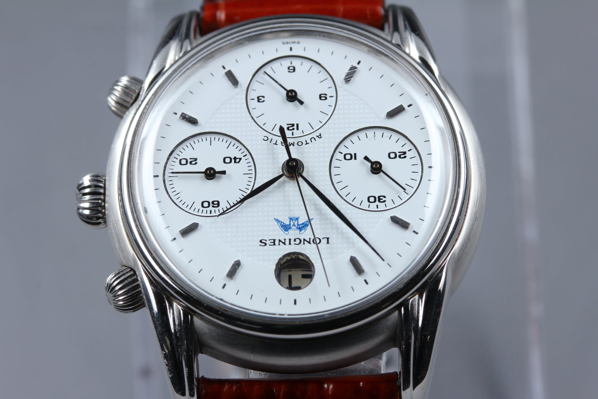 LONGINES Monument L4.661.4 Automatic Chronograph White Men's Watch 37mm JAPAN