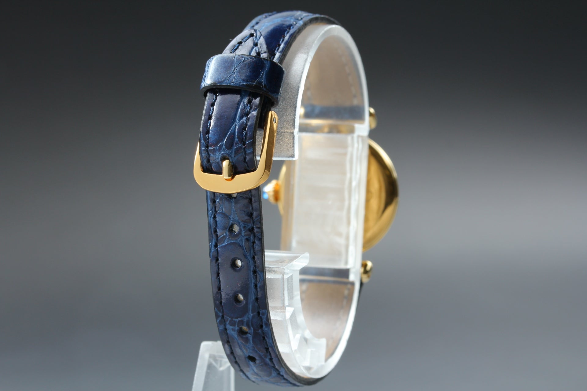 Vintage Cartier Must Colisee Vermeil 590002 Blue Gold Women's Quartz Watch