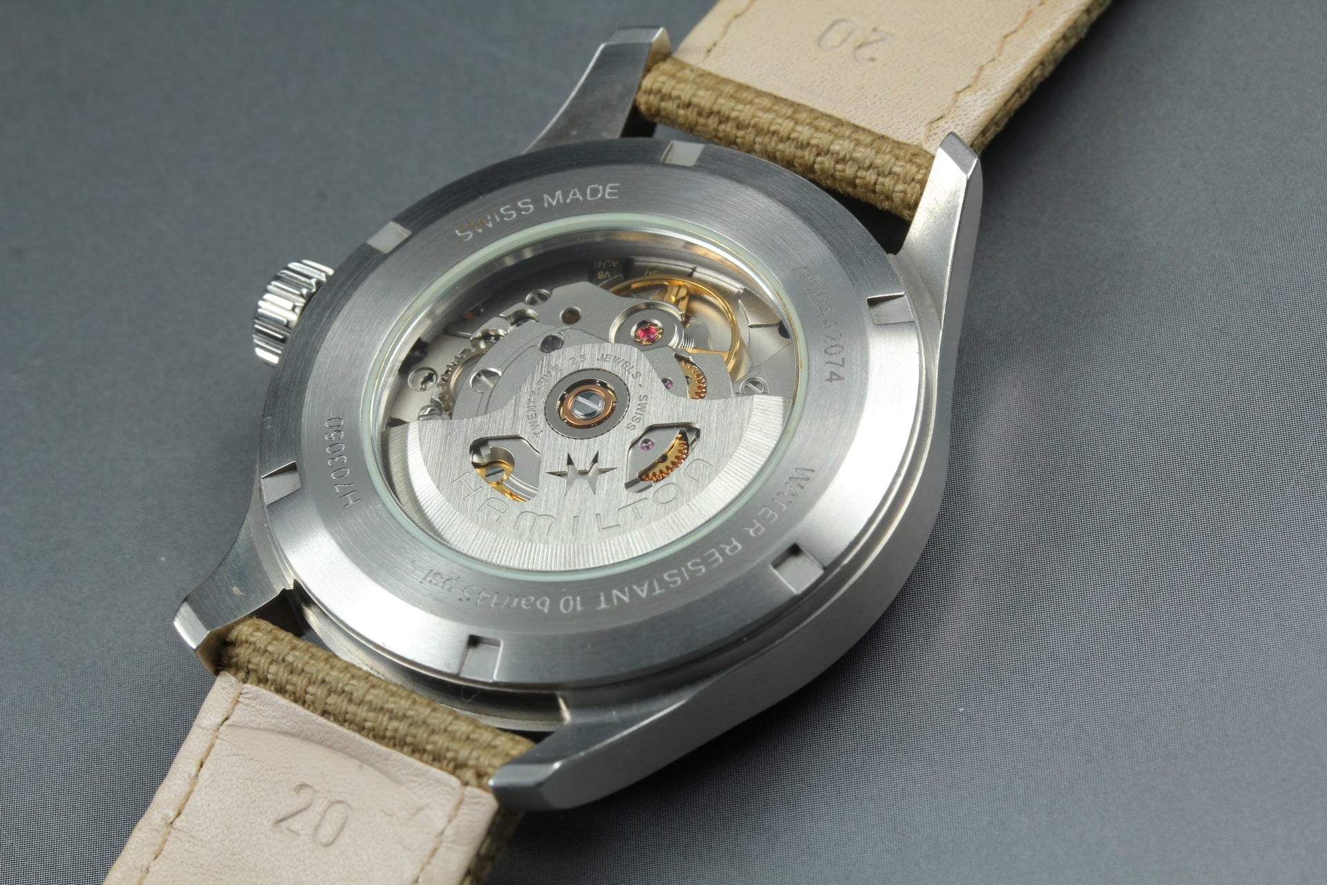 Hamilton Khaki Field H703050 Date Brown Dial Beige 39mm Automatic Men's Watch