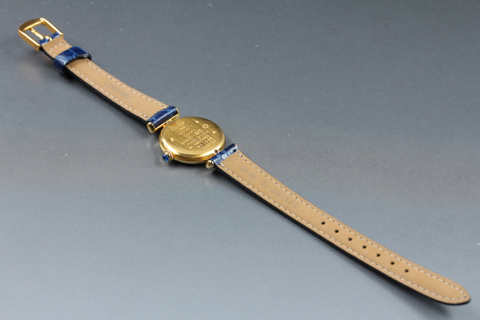 Vintage Cartier Must Colisee Vermeil 590002 Blue Gold Women's Quartz Watch
